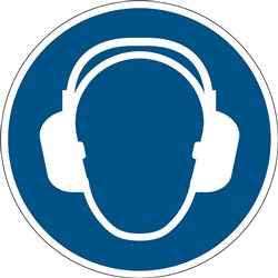 Durable Marking Sign Use Ear Protection 430mm Blue 