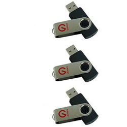 Shintaro 8GB Rotating Pocket Disk USB 2.0 Pack Of 3 Black 