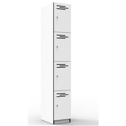 Rapidline Infinity Melamine 4 Door Locker 305Wx455Dx1850mmH  White with Black Edging