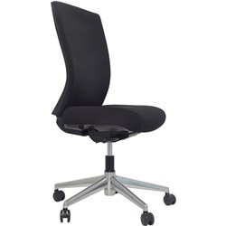 Buro Mentor Upholstered Back Chair Aluminium Base No Arms Black Fabric Seat And Back