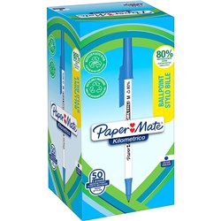 Paper Mate Kilometrico Ballpoint Pen Medium 1mm Blue Box of 50
