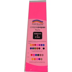 Rainbow Fluro Crepe Paper 500mm x 2.5m Pink  