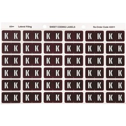 Avery Alphabet Coding Label K Side Tab 25x38mm Brown Pack Of 180