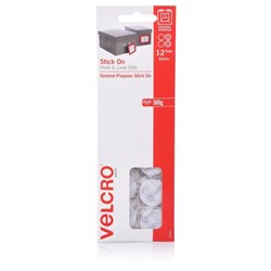 VelcroÂ® Brand Stick On Hook & Loop 22mm 12 Dots White 12 Sets