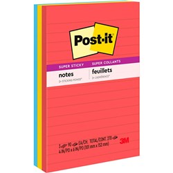 Post-It 660-3SSAN Lined Notes 101mmx152mm Playful Primaries Pack of 3