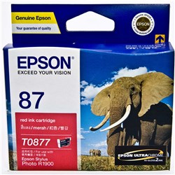 Epson T0877 UltraChrome Hi-Gloss2 Ink Cartridge Red