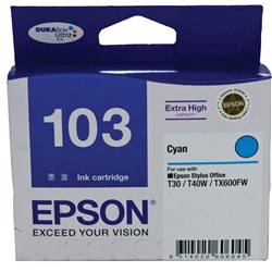 Epson 103 DURABrite Ultra Ink Cartridge Extra High Yield Cyan