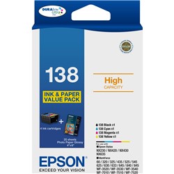 Epson 138 DURABrite Ultra Ink Cartridge High Yield Value Pack Of 4 Assorted