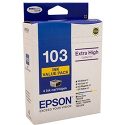 Epson 103 DURABrite Ultra Ink Cartridge Extra High Yield Value Pack Of 4 Assorted