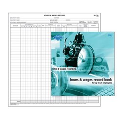 Zions 76L Hours & Wages Book Up To 25 Employees 270x265mm 