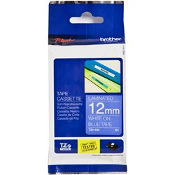 Brother TZE-535 P-Touch Tape 12mm x8m White on Blue  