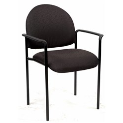 Neutron Visitor Chair Black 4 Leg Frame With Arms Black Fabric