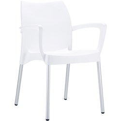 Dolce Hospitality Dining Chair With Arms Indoor Outdoor Use Stackable Polypropylene White