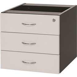 Logan Fixed Pedestal 3 Drawer 476 x 470D x 450mmH  White And Ironstone