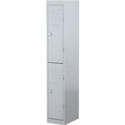 Steelco Steel Personnel Locker 2 Door 305W x 460D x 1830mmH Silver Grey