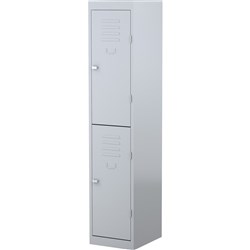 Steelco Steel Personnel Locker 2 Door 380W x 460D x 1830mmH Silver Grey