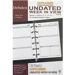 Debden Dayplanner Refill Undated Week To View 120x80mm Pocket Edition